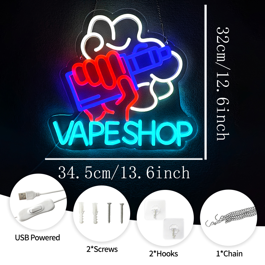 VAPE Shop Neon Sign for Smoke  - Vaping Store 评论和价格